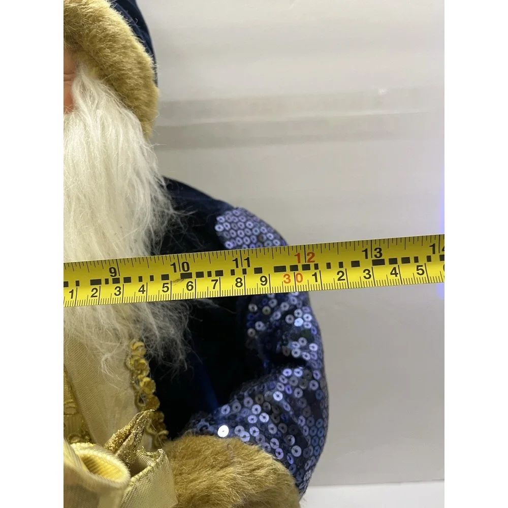 Blue & Gold Santa Figure Standing Large 28x12
